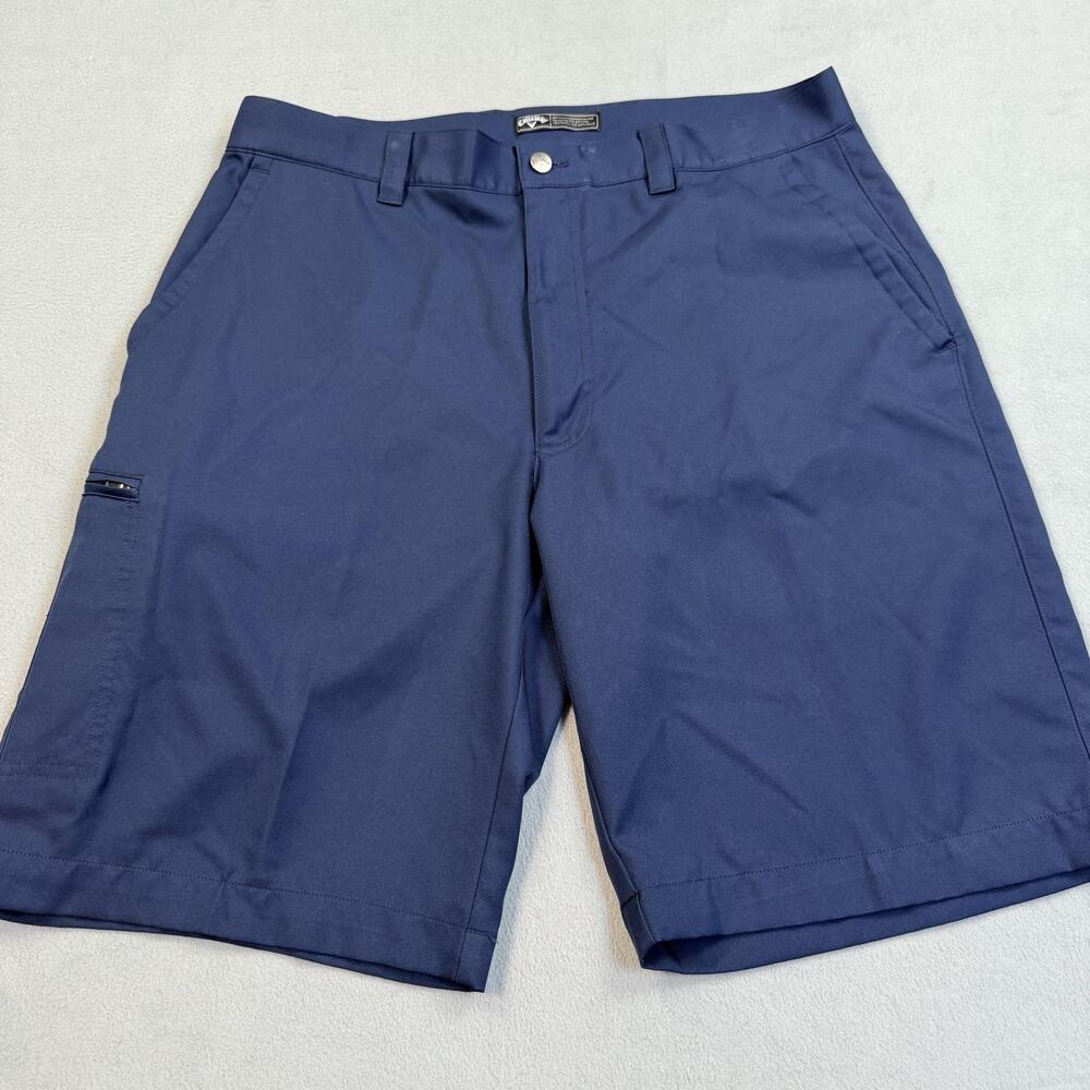 Callaway Shorts Mens 34 Blue Microfiber Golf Performance Chino Casual Polyester